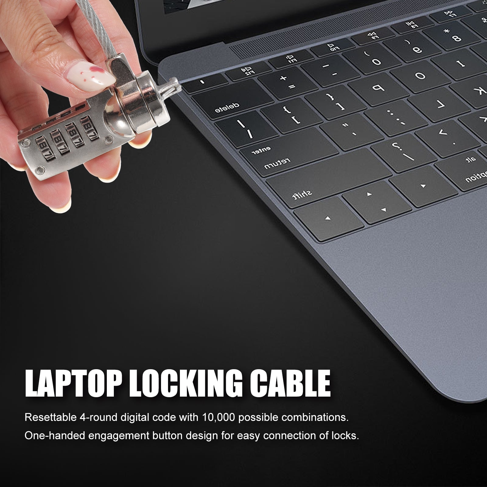 1.8M 3.5mm Laptop Security Cable Lock | 1-Digit Combination Anti-theft Steel Cable Lock for Business Laptops & Tablets