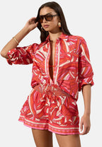 REGULAR FIT - SWIRL PRINT BEACH SHIRT. - Beach accessory - pink