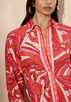 REGULAR FIT - SWIRL PRINT BEACH SHIRT. - Beach accessory - pink