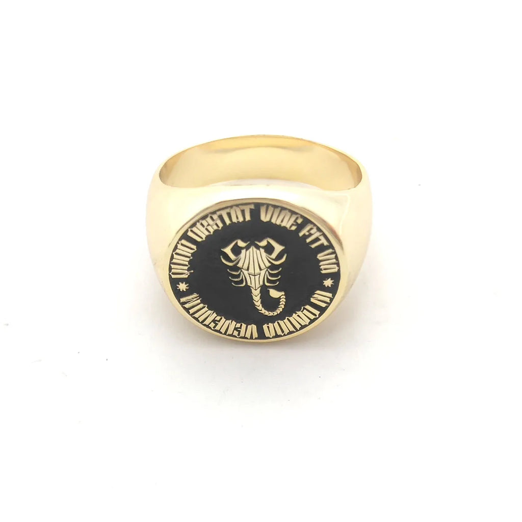 Custom Engraved 17mm Round Top Ring Engraved Signet Ring Personalize Engraving Letters Logo Rings Fashion Men Copper Jewelry