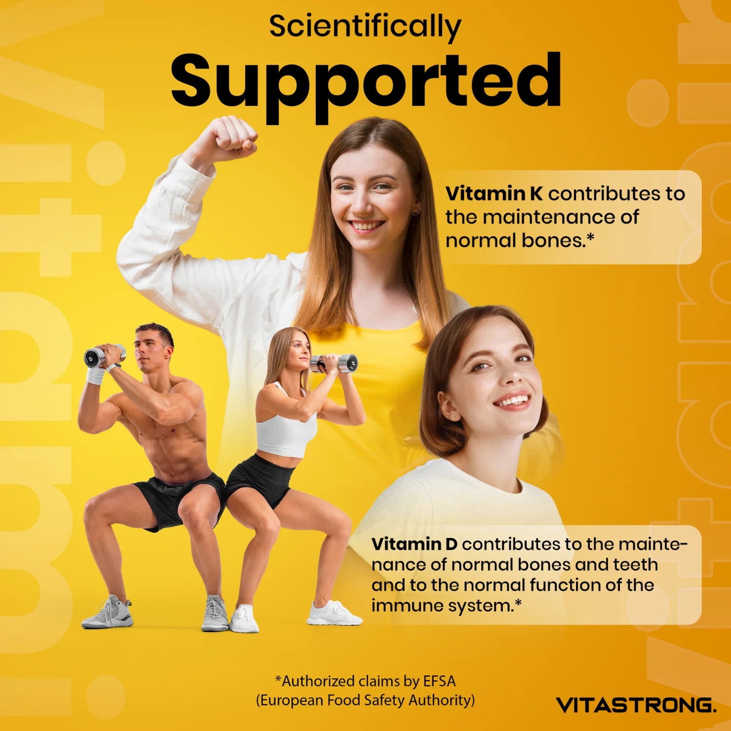 Vitastrong D3 + K2 Vitamin 365 days Tablets 2000 IU, 100 mcg, MK-7 for the support of the immune system, joints, muscles and bones