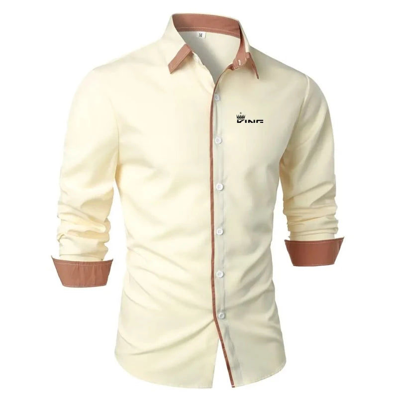 Men's Shirt Dress Shirt Casual Shirt Button Up Shirt Prom Shirt Plain Formal Long Sleeve Lapel All Seasons Men's Clothing Main image