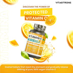 Vitastrong Vitamin C 1000mg High Dose-200 Tablets, 100% Vegan, Slow Release Ascorbic Acid for Immune Support, Skin Health, Fatigue Reduction and Collagen Formation