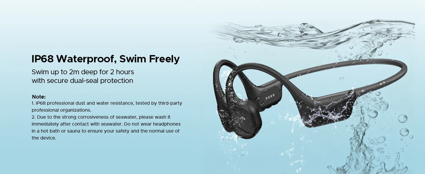 DOOGEE BoneBeat Swim Bone Conduction Headphones IP68 Waterproof Swimming Open Earphones Bluetooth 5.4 Wireless Headphone 7H Life