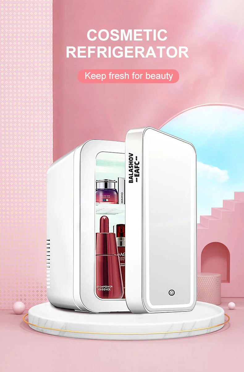 4L Multifunctional Mini Refrigerator Cosmetic Dormitory Fridge Control Use Countertop Portable Fridge Mirror 220V EU