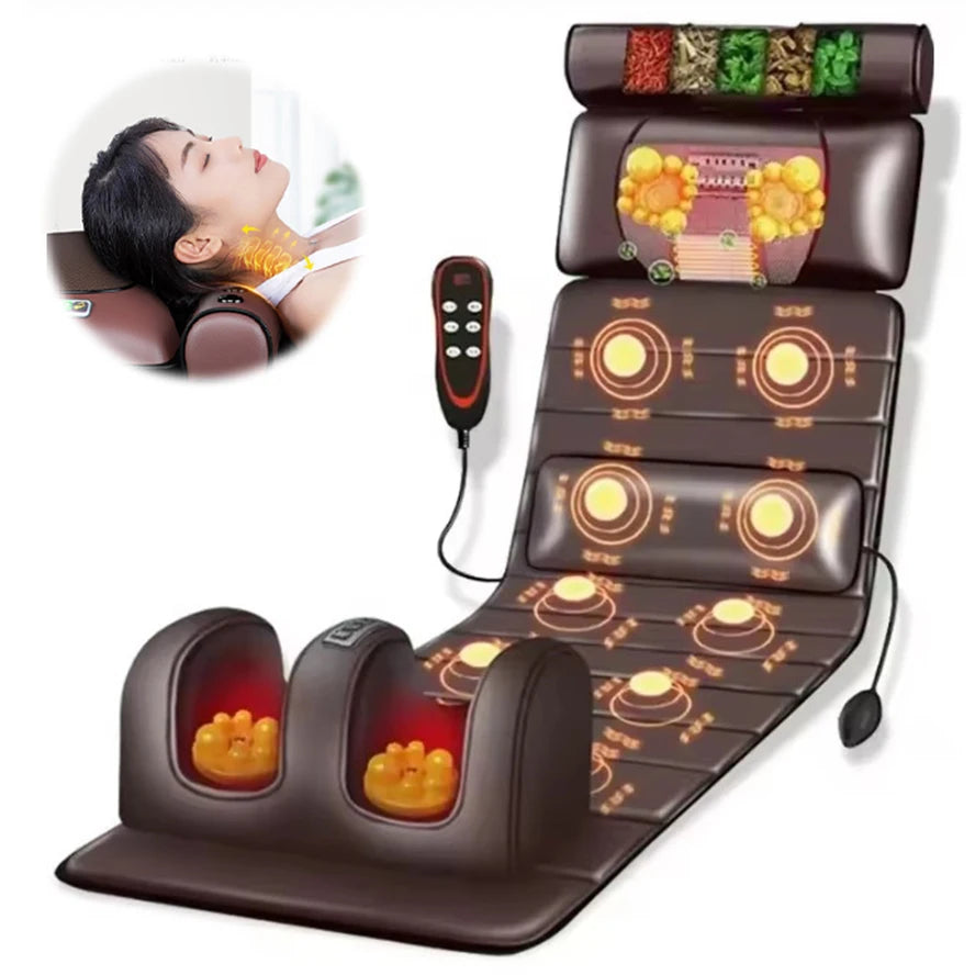 Electric Full Body Massage Mattress Shoulder Neck Waist Airbag Back Kneading vibration Massage CushionWith Heating Hand Control Main image