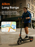 NFC Fynzo S11 Fold E-Scooter 1100W 15.6Ah 45km/h Max Speed Dual Suspension 10" Tubeless Tires 60km Range Front Suspension Fork