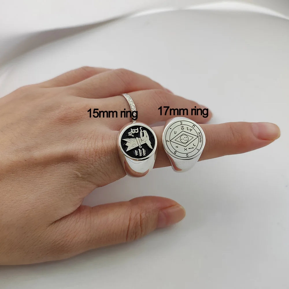 Custom Engraved 17mm Round Top Ring Engraved Signet Ring Personalize Engraving Letters Logo Rings Fashion Men Copper Jewelry