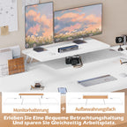 Devoko Height Adjustable desk Electric 180 × 80cm with Monitor Stand Ergonomic Seat Standing Desk (White)