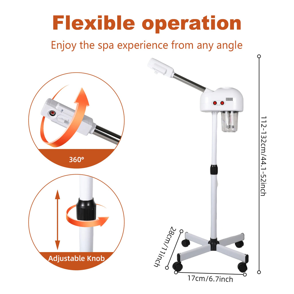 700ml 800W  2-in-1 Ozone Facial Steamer Facial hydrating Device Dense Mist Quick Misting High Capacity Rotatable Nozzle for Salon Beauty Spa