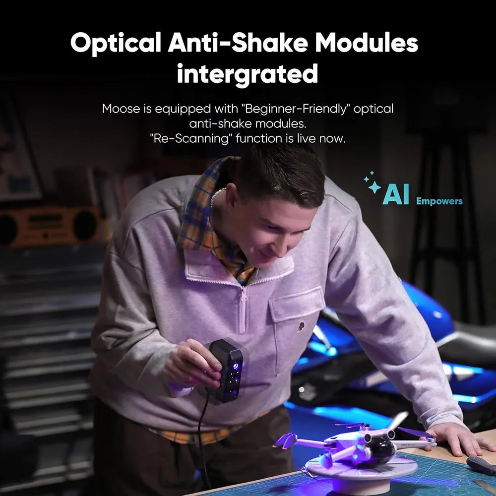 3DMakerpro Moose Lite 3D Scanner, NIR Light Source, 24-bit Color Camera, Al Visual Tracking,0.05mm Accuracy, 0.10mm Resolution