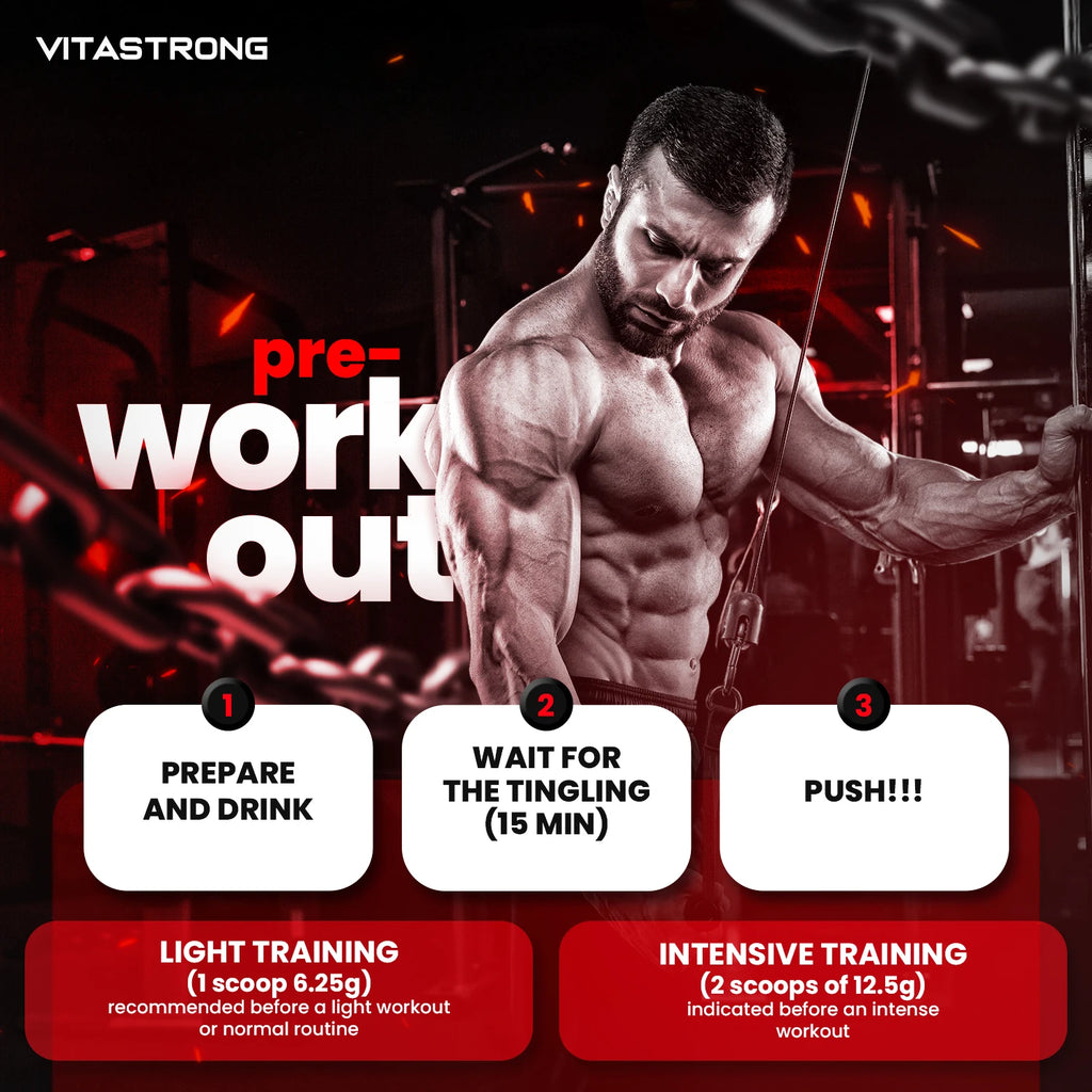 Pre-Workout Powerful 300g - Vegan Supplement with L-Citrulline, Beta-Alanine, Caffeine, Taurine, AstraGin, Panax Notoginseng, Vitastrong (24 Portions, Orange Flavor) - Made in Italy, Preworkout Supplement Powder