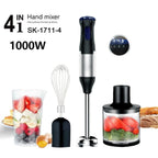 1000W 4-in-1 Electric Hand Blender Immersion Mixer Stainless Steel Stick Food Processor Low Noise 36-45dB for Baby Food Soup Smoothie 220V