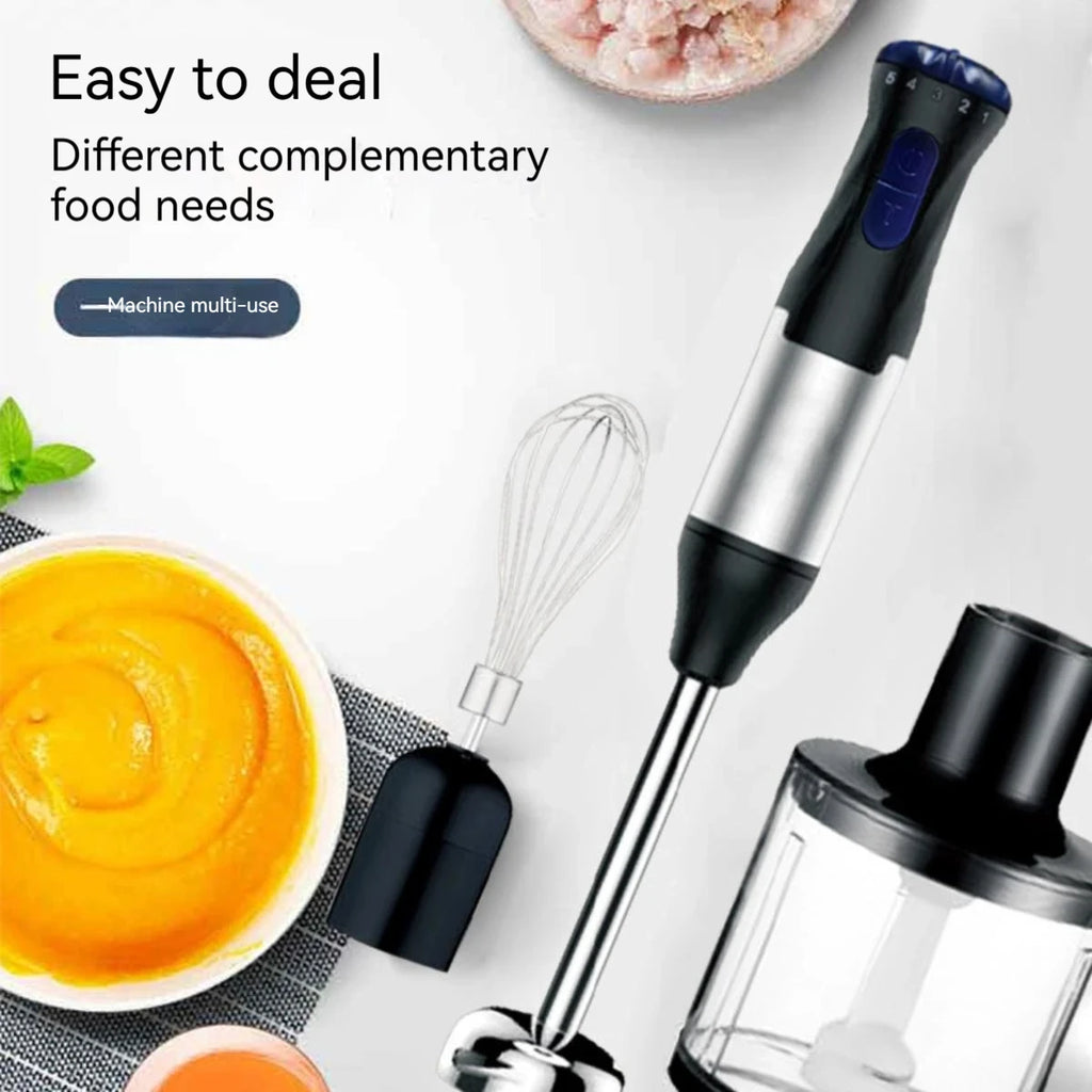 1000W High-Power 4-in-1 Handheld Kitchen Blender Multi-Function Stainless Steel Blender Vegetable and Meat Chopper Whisk and Egg Beater Smoothie and Milkshake Set Baby Food Maker Home Electric Blender, All-in-One Meat Grinder