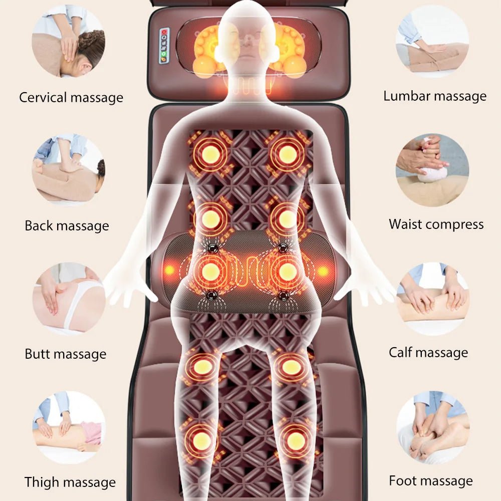 Multifunctional Lumbar Traction Massage Mattress Cushion Full Body Electric Shoulder Neck Waist Back Vibrations Massage Cushion