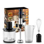 1000W High-Power 4-in-1 Handheld Kitchen Blender Multi-Function Stainless Steel Blender Vegetable and Meat Chopper Whisk and Egg Beater Smoothie and Milkshake Set Baby Food Maker Home Electric Blender, All-in-One Meat Grinder