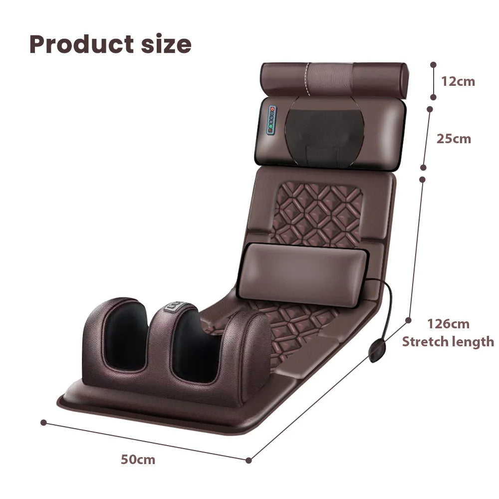 3D Electric Massage Mattress Adjustable Vibrating Heating Massager Cushion For Neck Back Foot Body Pain Stress Relief Body Relax