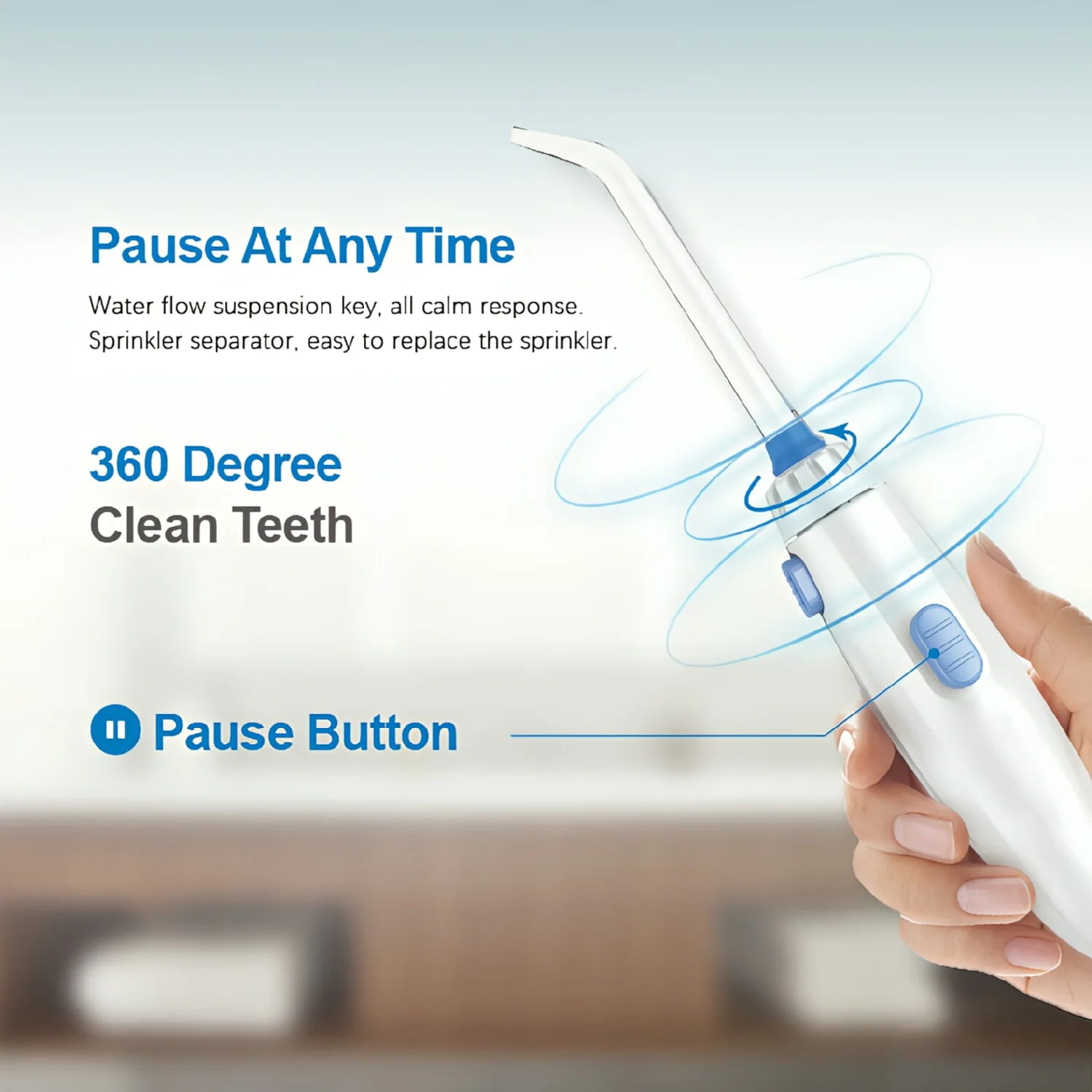 800ML Capacity Electric Water Flosser Oral Irrigator for Teeth Cleaning Water Dental Flosser Teeth with Interchangeable Nozzles
