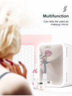 Mirror Car Refrigerator Home Small Fridge Mask For Makeup Cosmetics Home Refrigerator Cooling With LED Light Refrigerator For Makeup 4L/6L EU