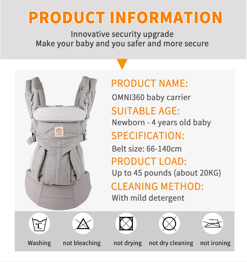 Egobaby Baby Carrier Ergonomic Kangaroo Infant Kid Sling Back Front Facing Backpack Wrap Baby Bag 0-36 Months