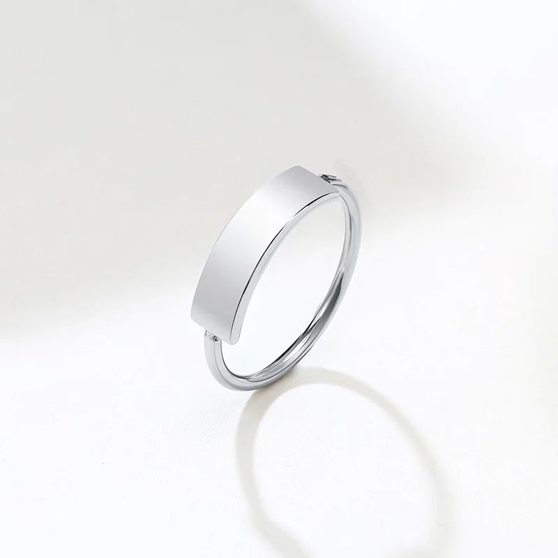 Customized Women Signet Ring, Chunky Round Top Initial Letter Stamp, Stainless Steel Punk Candid Fashion Jewelry Gift To Girls