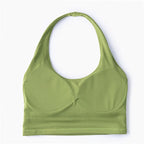 Custom Logo Front/Back Lightweight Backless Fitness Training Halter Bra Workout Yoga Activewear Sports Bra for Women