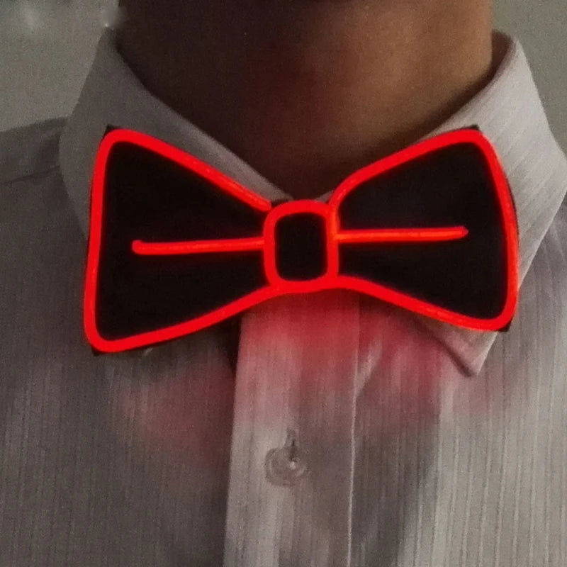 Luminous Bow Tie Neon Light Trendy Costume Accessories Glowing Acrylic LED Tie For Halloween Cosplay Costume Music Dancing