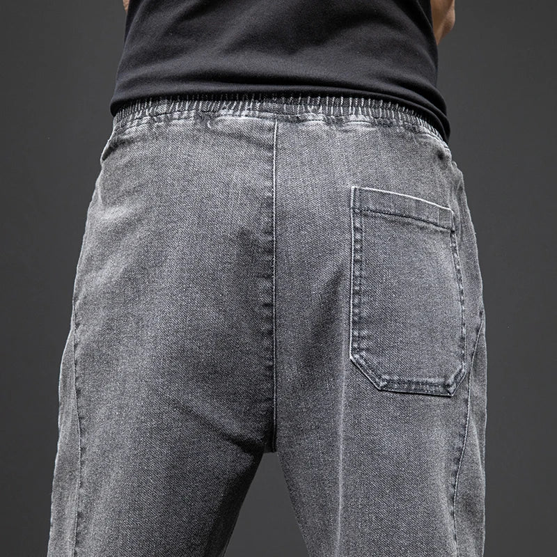 Spring Summer Black Blue Cargo Jeans Men Streetwear Denim Jogger Pants Men Baggy Harem Jean Trousers Plus Size