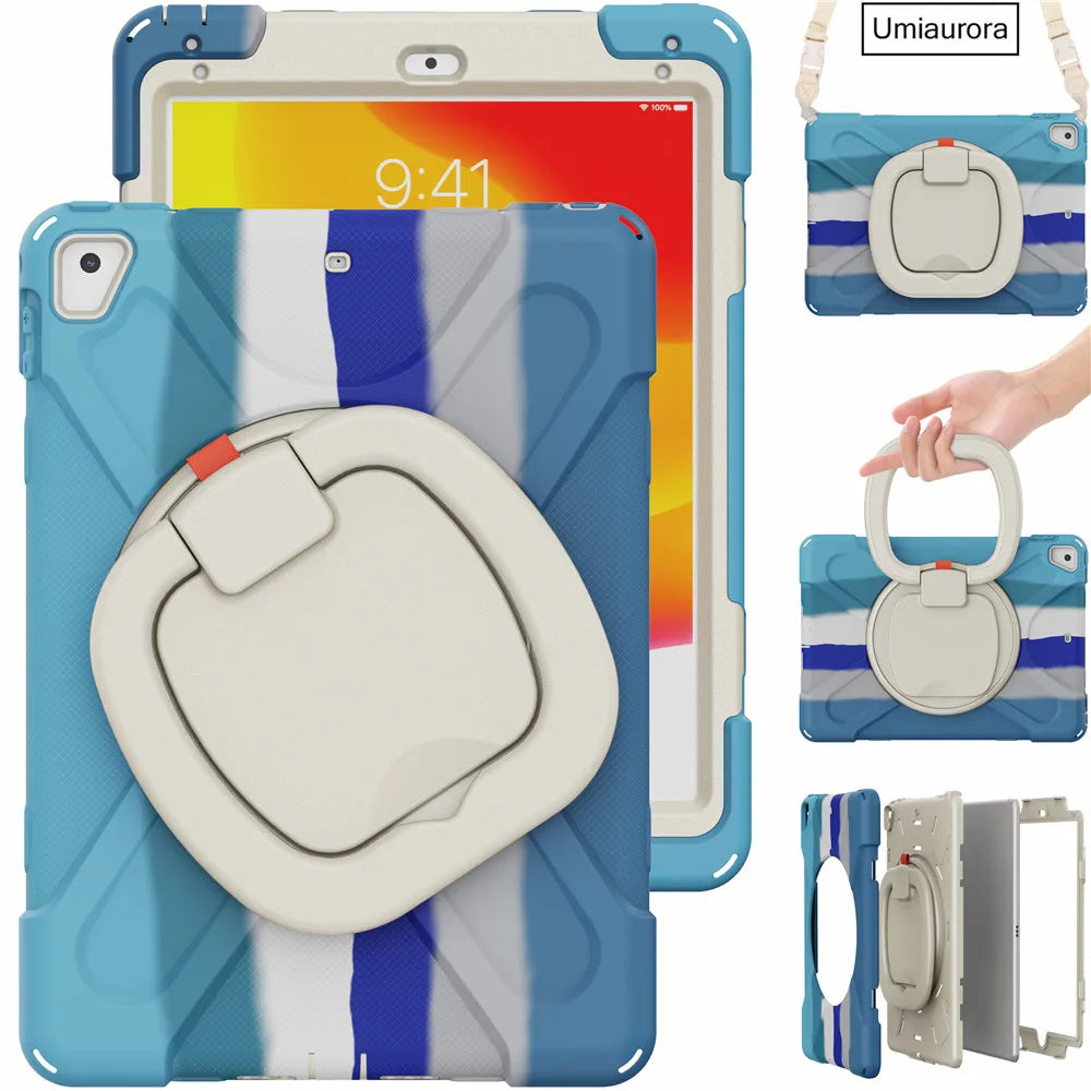 For IPad 7th 8th 9th 10.2 10th Gen Air 2 3 4 5 10.9 Mini 6 9.7 Pro 11 12.9 2022 Case Rotation Handle Stand Kids Shockproof Cover