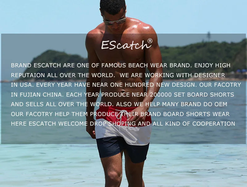 Escatch 2026 Summer Man Swimwear Solid Multicolor Polyester Mesh Liner Side Zipper Pocket Maillot De Bain Homme Sport Shorts
