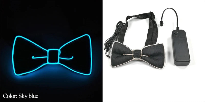Luminous Bow Tie Neon Light Trendy Costume Accessories Glowing Acrylic LED Tie For Halloween Cosplay Costume Music Dancing