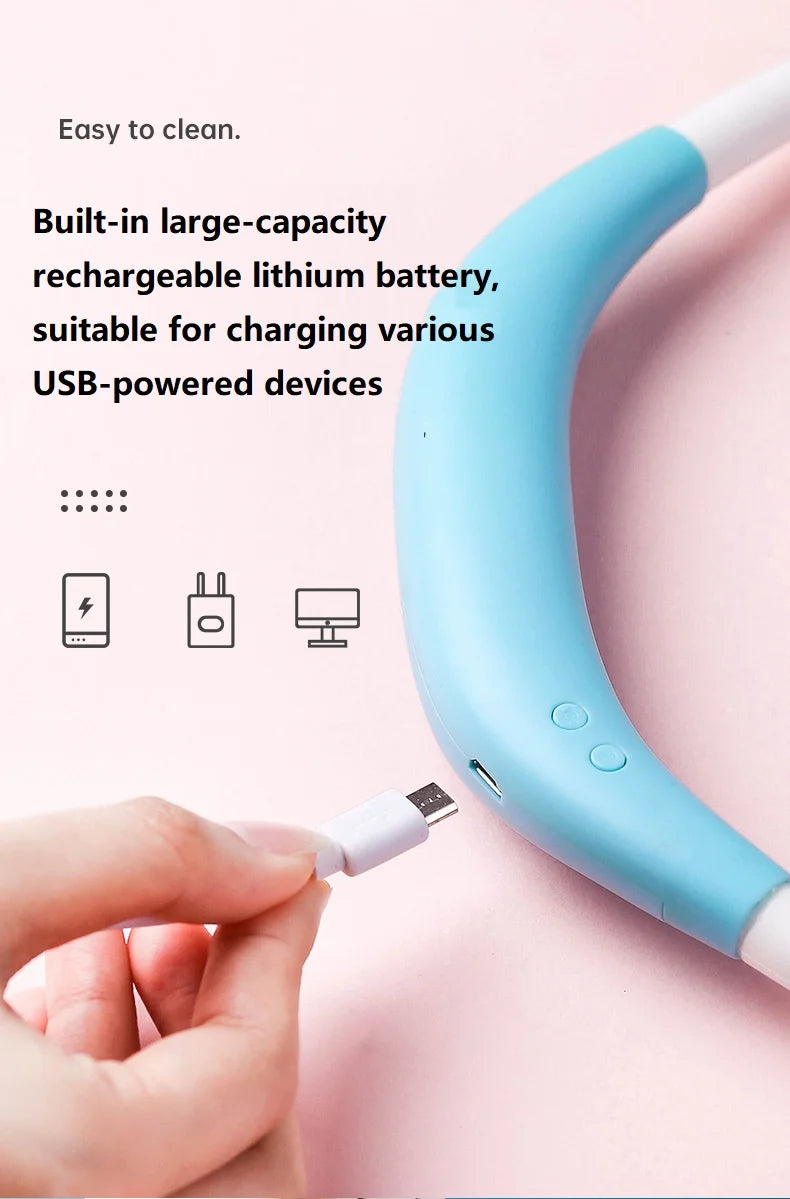 USB Fan With Aromatherapy diffuser Portable Electric Fan Mini Cooling fan Rechargeable Hanging Neck Fan With Light Secondary image
