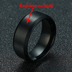 Vnox Personalize Stainless Steel Beveled Edge Brushed Center Ring for Men Women Black Wedding Band Custom Name Letter Date Ring