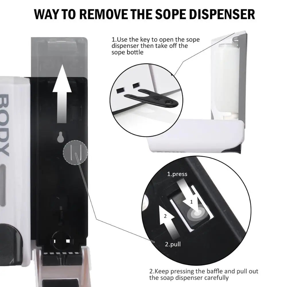 Single/Double/Triple 350ml Soap Dispenser Wall-mount Shower Bath Shampoo Dispenser Liquid Soap Container Bathroom Accessories Secondary image