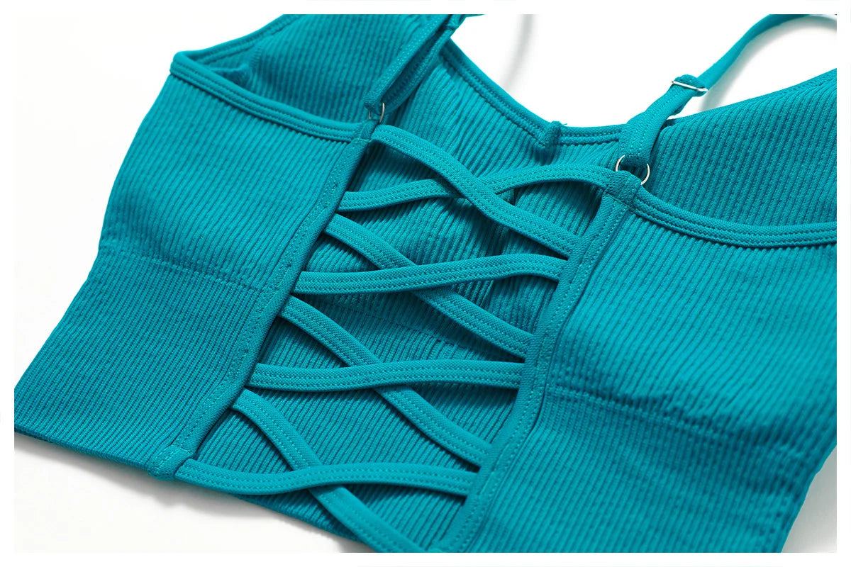 Joyyoung ODM/OEM New Sexy Training Apparel Seamless Ribbed High Impacted Bra Scrunch Shorts Yoga Sets Fitness Sports Clothing Secondary image