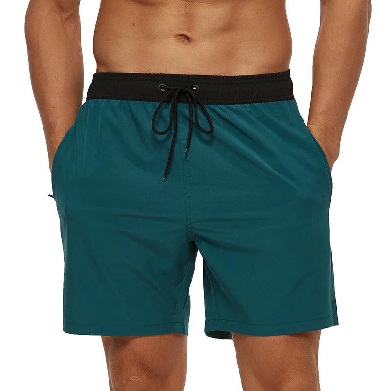 Escatch 2026 Summer Man Swimwear Solid Multicolor Polyester Mesh Liner Side Zipper Pocket Maillot De Bain Homme Sport Shorts