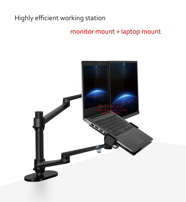 OL-3L aluminum silver Ergonomics 10"-17" desk laptop stand 32" monitor desktop bracket computer mount full motion column bar
