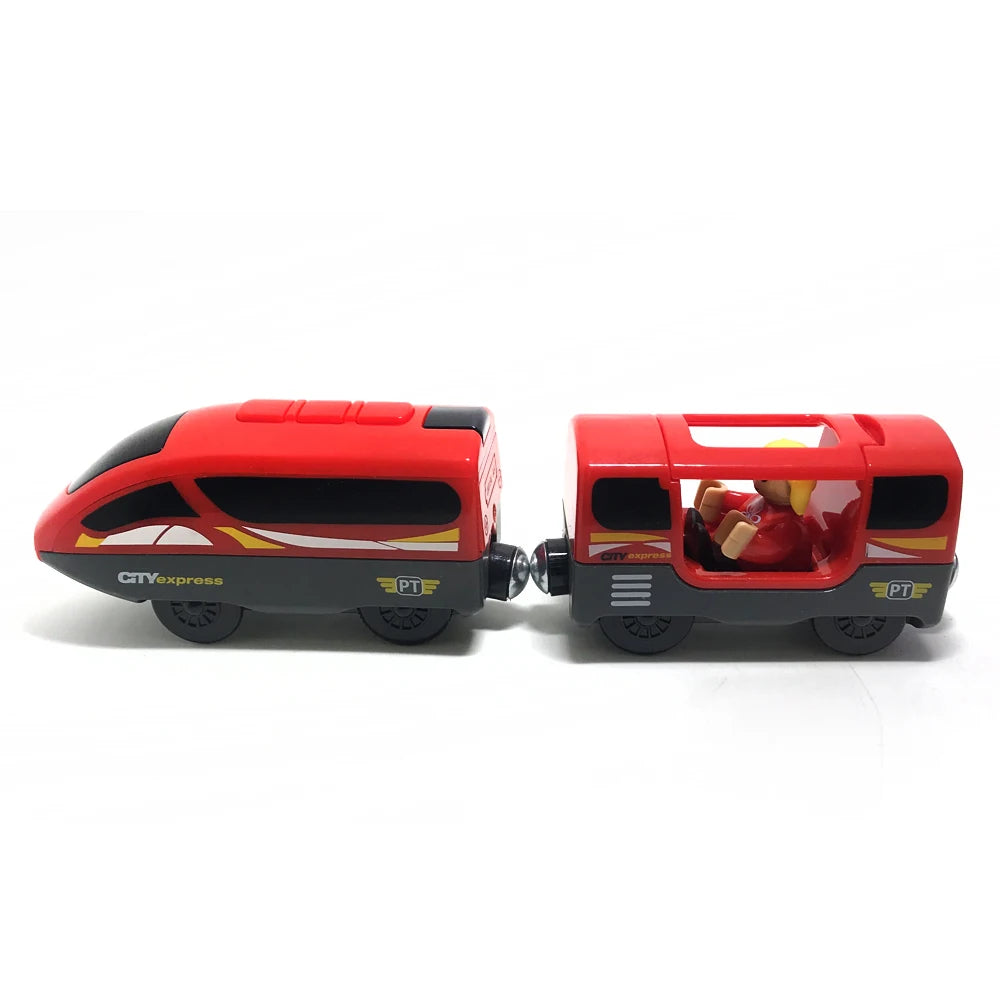 Kids RC Electric Train Set Locomotive Magnetic Train Diecast Slot Toy Fit for Wooden Train Railway Track Toys for Children Gifts