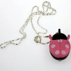 Free Drop Shipping Elegant Hot Popular Fashion Colorful Ladybug Fob Clock Necklace Pocket Pendant Dress Quartz Watch GL02