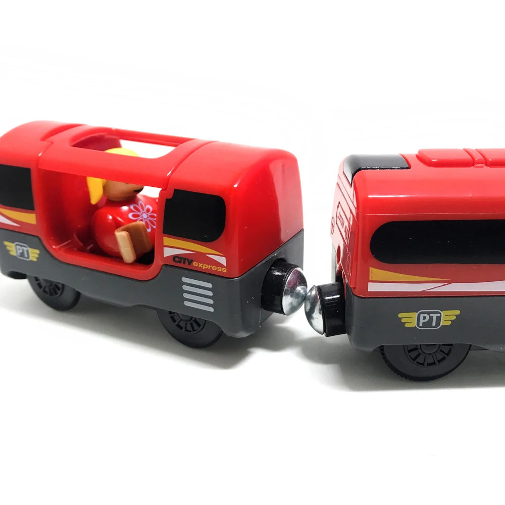Kids RC Electric Train Set Locomotive Magnetic Train Diecast Slot Toy Fit for Wooden Train Railway Track Toys for Children Gifts