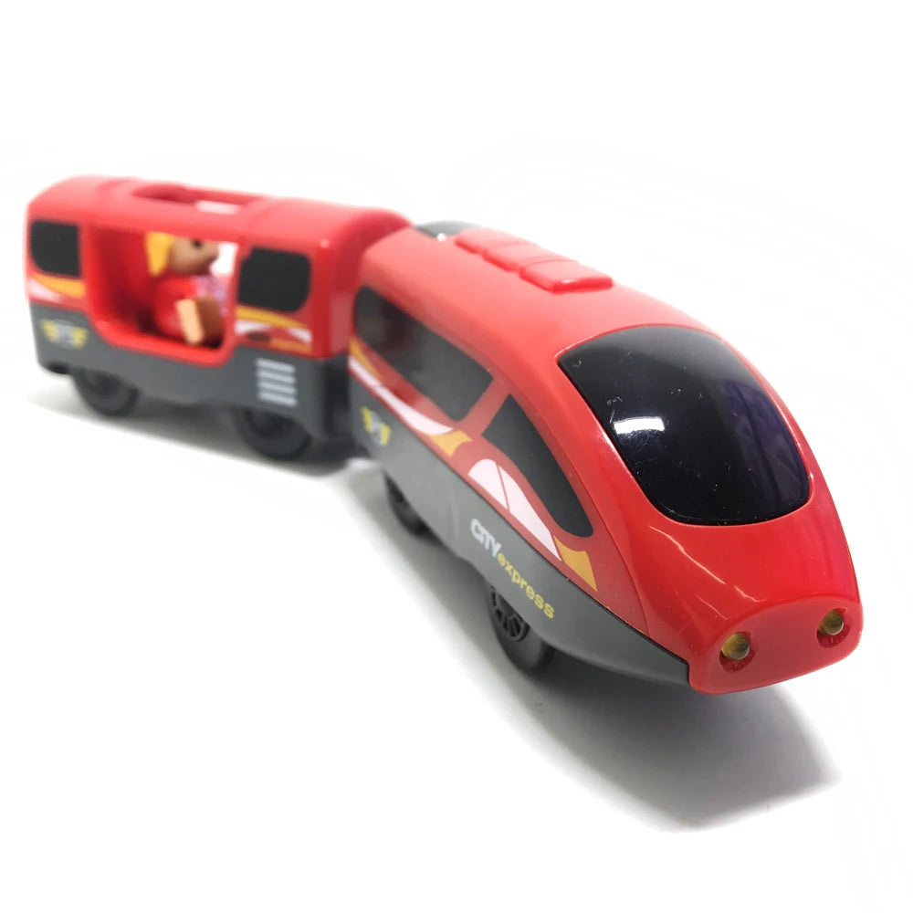 Kids RC Electric Train Set Locomotive Magnetic Train Diecast Slot Toy Fit for Wooden Train Railway Track Toys for Children Gifts