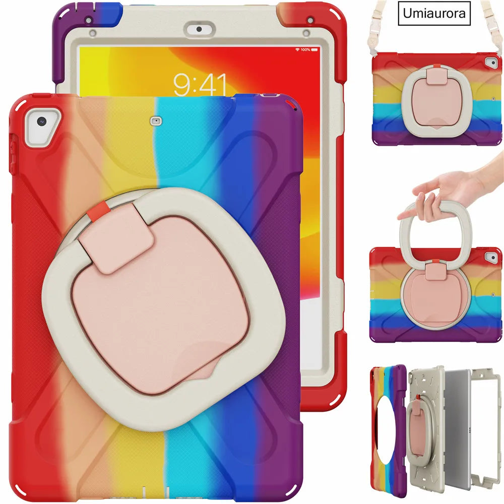 For IPad 7th 8th 9th 10.2 10th Gen Air 2 3 4 5 10.9 Mini 6 9.7 Pro 11 12.9 2022 Case Rotation Handle Stand Kids Shockproof Cover