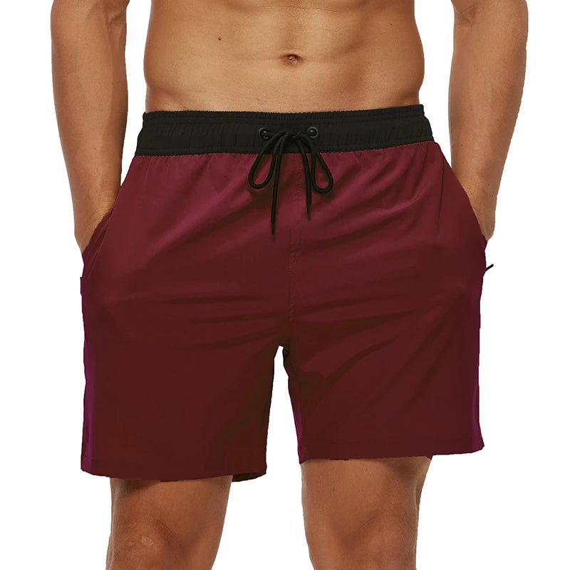 Escatch 2026 Summer Man Swimwear Solid Multicolor Polyester Mesh Liner Side Zipper Pocket Maillot De Bain Homme Sport Shorts
