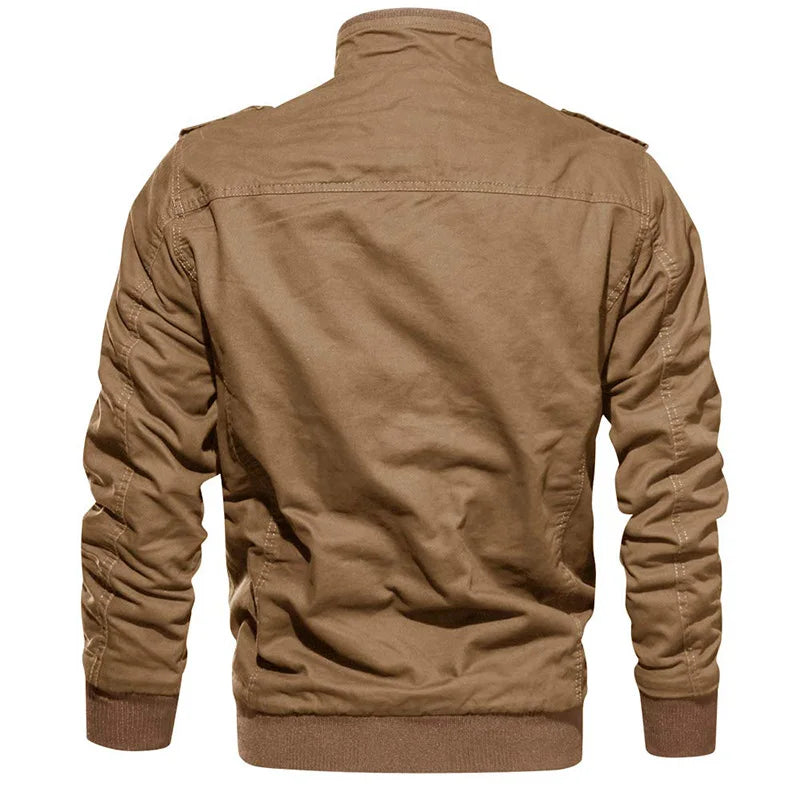 MAGCOMSEN Men's Fleece Jackets Windbreaker Coats Fall Winter Thermal Bomber Jackets Multi-pockets Stand Collar Motorcycle Jacket