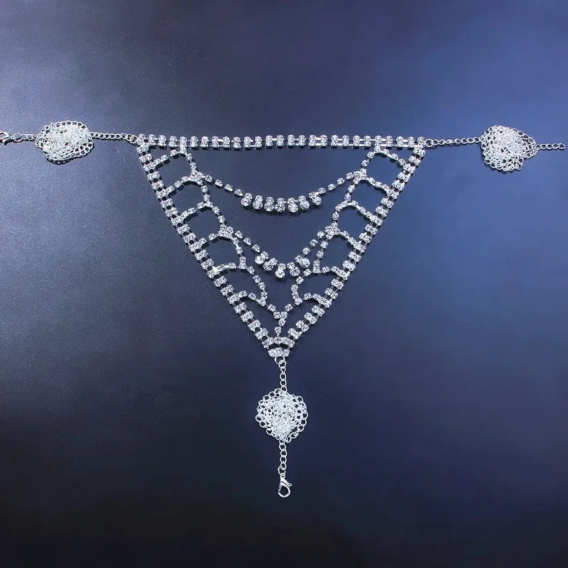 Rhinestone Swimwear Bikini Diamond Lingerie Set Sexy Striper Outfits Costume Nightclub Style Jewellery Body Chain