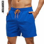 Escatch 2026 Summer Man Swimwear Solid Multicolor Polyester Mesh Liner Side Zipper Pocket Maillot De Bain Homme Sport Shorts