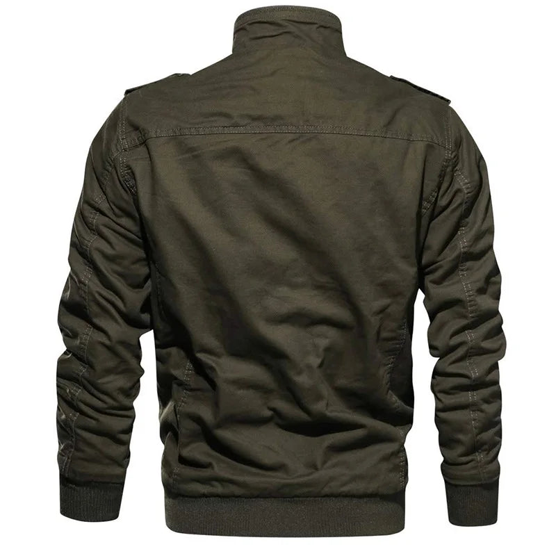 MAGCOMSEN Men's Fleece Jackets Windbreaker Coats Fall Winter Thermal Bomber Jackets Multi-pockets Stand Collar Motorcycle Jacket