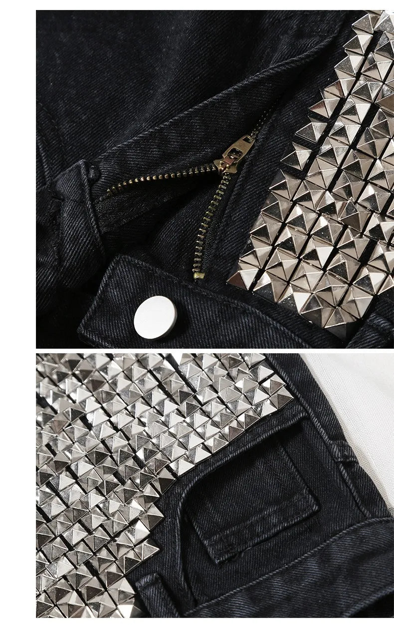 Summer Side Spike Women Denim Shorts 2021 Fashion Loose Holes High Waist Jeans High Street Wide Legs Thin Shorts Women Trousers