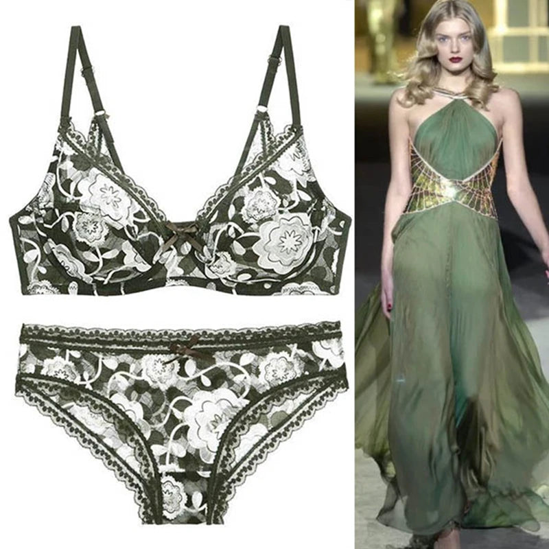 DaiNaFang New Sexy High Quality Women Ultra Thin Thick 75-95 BCDE Cup Bra Sets Lace Push Up Underwear Panties Plus Size Lingerie Main image