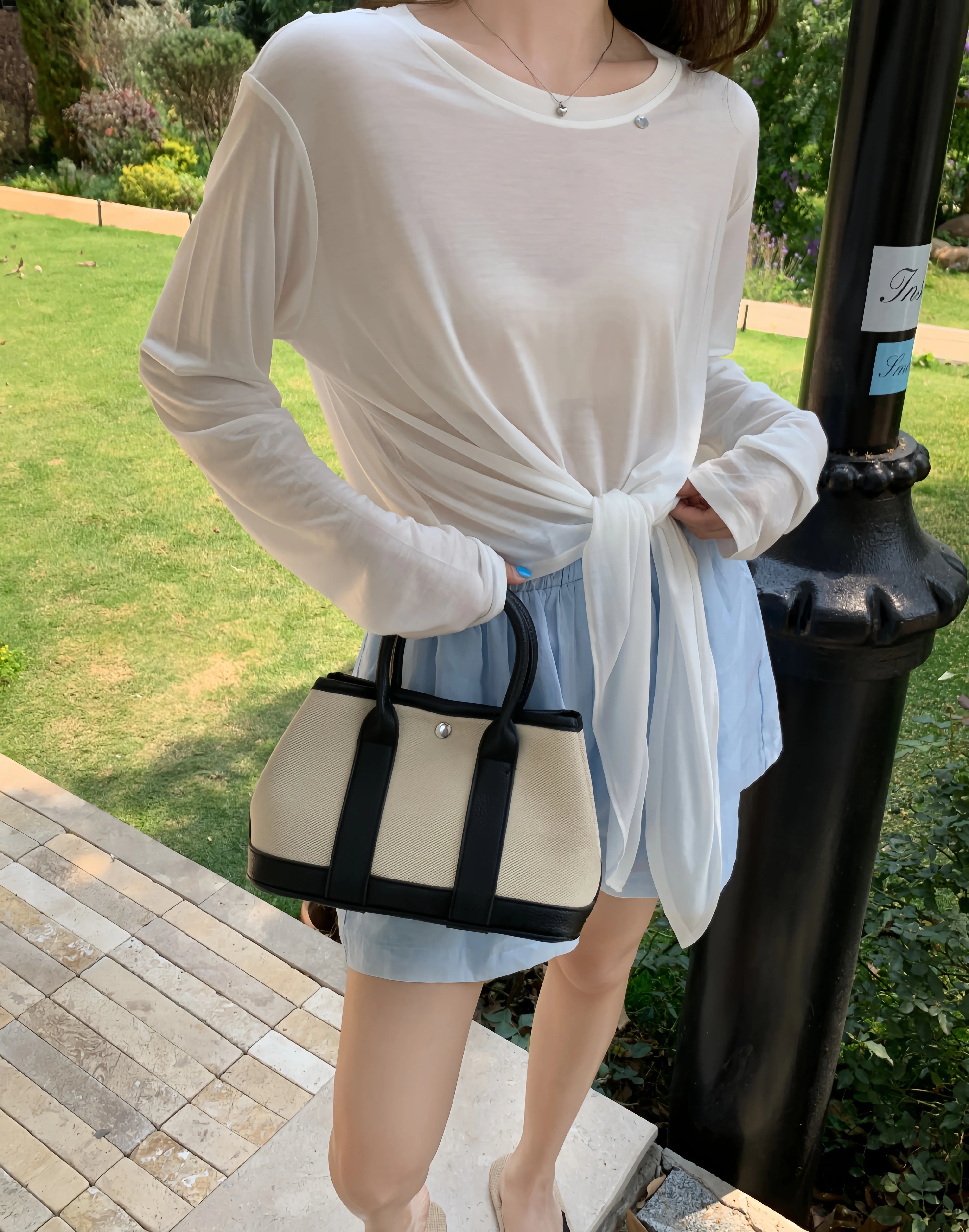 100% Lyocell Elegant Strap Long Sleeve T Vintage Patchwork Design Summer ODM Fabric. Secondary image